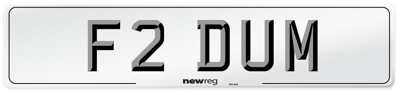 F2 DUM Number Plate from New Reg